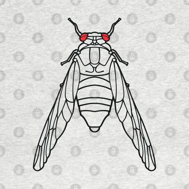 Cicada Line Drawing Graphic for Brood X 17 Year Hatch by Huhnerdieb Apparel